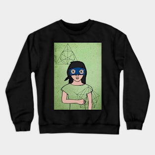 Earth-Inspired Digital Collectible - Character with FemaleMask, BasicEye Color, and GreenSkin on TeePublic Crewneck Sweatshirt